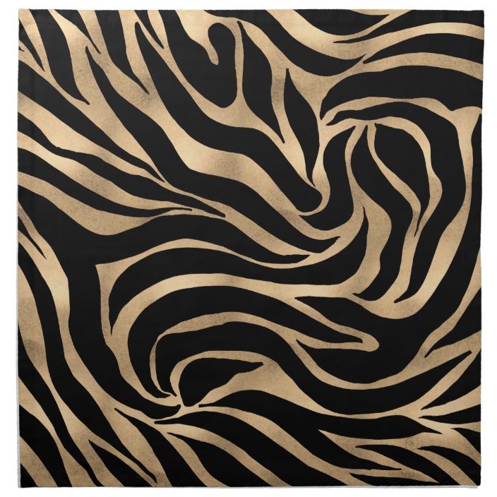 Elegant Metallic Gold Zebra Black Animal Print Napkin Zazzle.co.uk