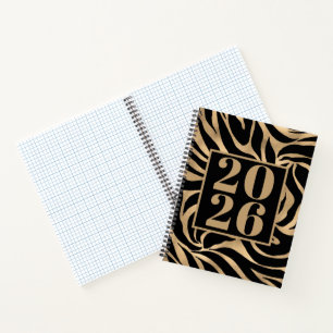 Elegant Metallic Gold Zebra Black Animal Print Notebook