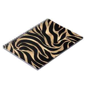 Elegant Metallic Gold Zebra Black Animal Print Notebook
