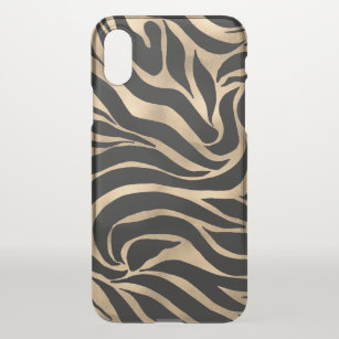 Elegant Metallic Gold Zebra Black Animal Print iPhone X Case