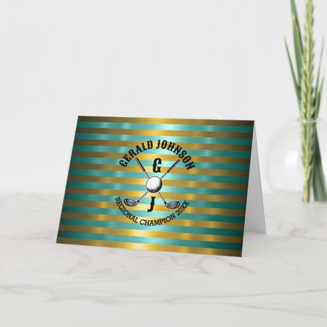 Elegant Metallic Golf Monogram Design Invitation (Front)