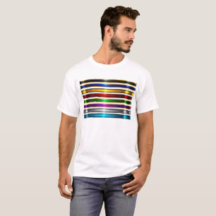 Elegant Metallic Gradient Stripes Design T-Shirt
