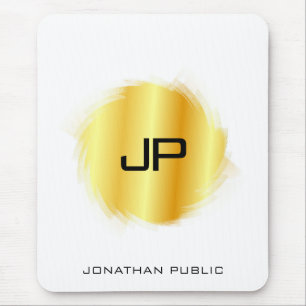 Elegant Metallic Look Faux Gold Modern Monogram Mouse Mat