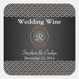 Elegant Metallic Look Wedding Mini Wine Sticker