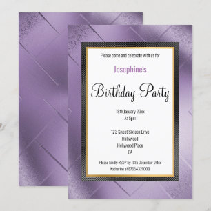 ELEGANT METALLIC PURPLE GOLD PATTERN BIRTHDAY INVITATION