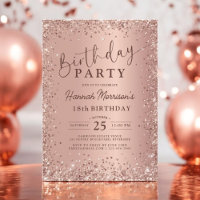 Elegant Metallic Rose Gold Glitter 18th Birthday 