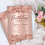 Elegant Metallic Rose Gold Glitter 30th Birthday Invitation<br><div class="desc">Modern elegant rose gold metallic and glitter 30th birthday invitations. This adult girly Feminine card design features stylish handwritten calligraphy script,  blush pink or rose gold faux brushed metallic background with glam glitter frame. Easy to personalise,  perfect for any age.</div>