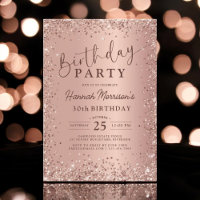 Elegant Metallic Rose Gold Glitter 30th Birthday 