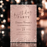 Elegant Metallic Rose Gold Glitter 70th Birthday  Invitation<br><div class="desc">Celebrate a fabulous milestone with this Elegant Metallic Rose Gold Glitter 70th Birthday Invitation! Designed with a stunning rose gold metallic finish and shimmering glitter accents, this chic and sophisticated invitation is perfect for an elegant dinner, glamourous party, or intimate gathering. Set the tone for an unforgettable 70th birthday celebration...</div>