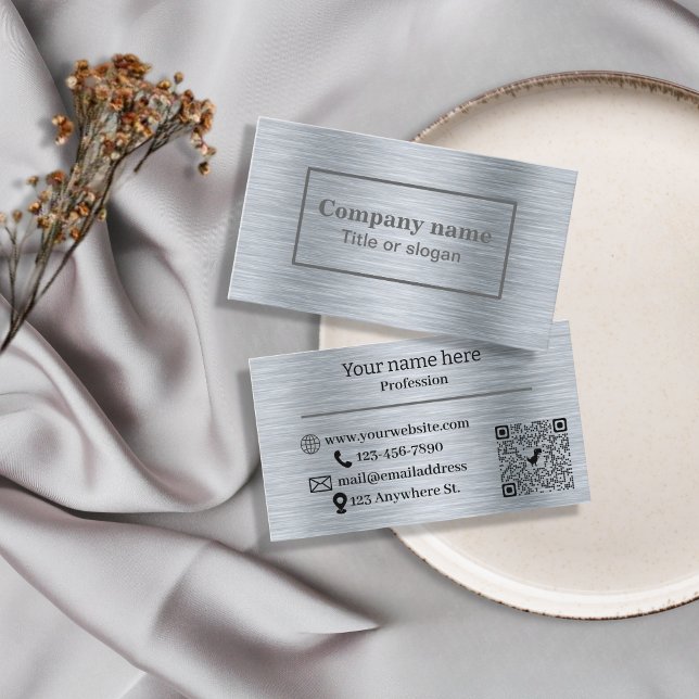 Elegant metallic silver Business Card (Creator Uploaded)