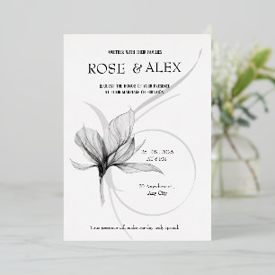 Elegant Metallic Silver Foil Floral Wedding Invita