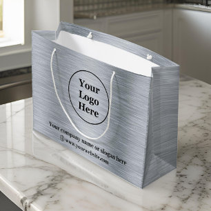 Elegant metallic silver large gift bag