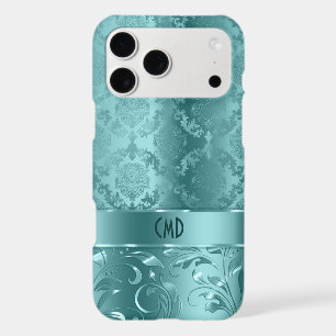 Elegant Metallic Teal-Green Damasks & Lace