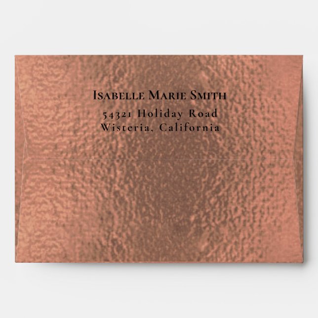 Elegant Metallic Tempered Rose Gold Wedding Envelope (Back (Top Flap))