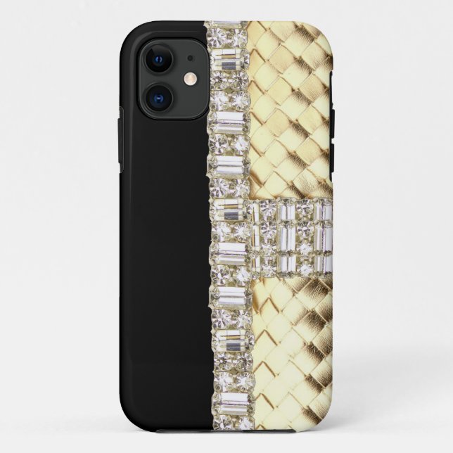 Elegant Metallic Weave & Rhinestone IPhone 5 Case (Back)