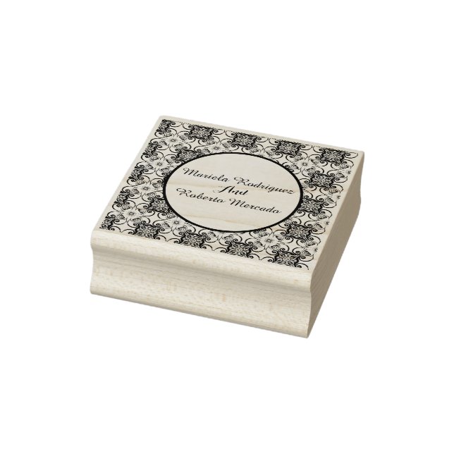 Elegant Mexican Floral Talavera Oval Wedding  Rubber Stamp (Stamp)