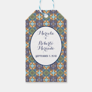 Elegant Mexican Floral Talavera Wedding Gift Tags