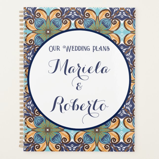 Elegant Mexican Floral Talavera Wedding  Planner (Front)