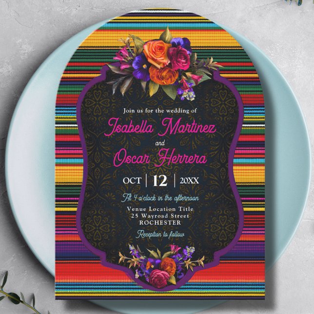 Elegant Mexican flowers arch wedding Invitation (Creator Uploaded)