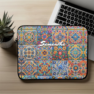 Elegant Mexican talavera red yellow tiles Laptop Sleeve