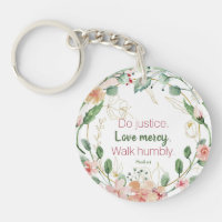 Elegant Micah 6:8 Do Justice Pink Green Floral
