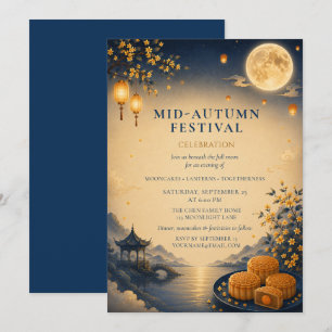 Elegant Mid-Autumn Festival Mooncake Celebration I Holiday Card