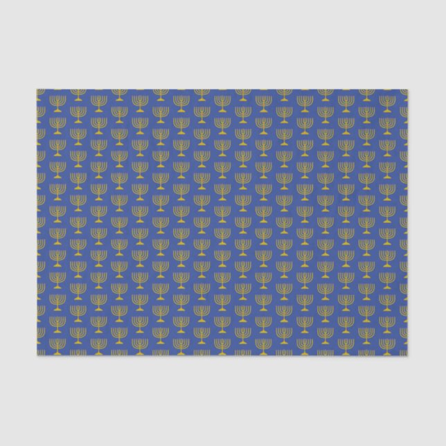 Elegant Mid Blue | Chanukah Hanukkiyah | MENORAH Tissue Paper (Front)