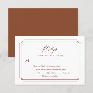 Elegant Mid Century 70s Terracotta Wedding RSVP Card
