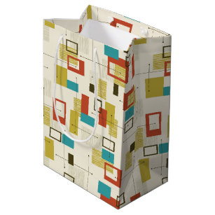 Elegant Mid-Century colourful geometric pattern Medium Gift Bag