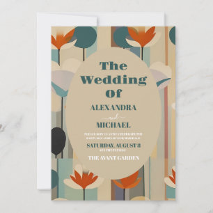 Elegant Mid Century Floral Wedding Invitation