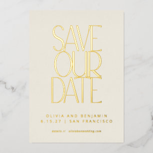 Elegant Mid Century Modern Gold Save the Date