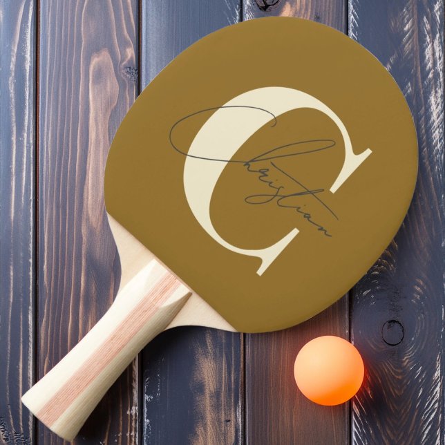 Elegant Mid-Century Monogram Warm Desert Wind Ping Pong Paddle (Creator Uploaded)