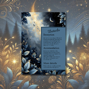 Elegant Midnight Blue and Gold Forest Wedding  Enclosure Card