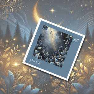 Elegant Midnight Blue and Gold Forest Wedding  Napkin