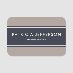 Elegant Midnight Blue & Earthy Brown: Modern Badge