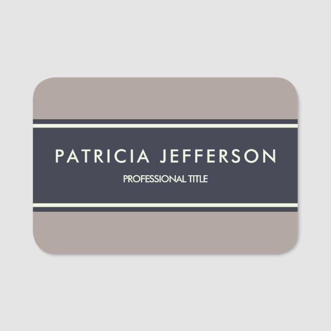 Elegant Midnight Blue & Earthy Brown: Modern Badge (Front)