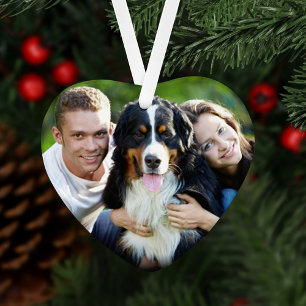 Elegant Midnight Blue Pet Memorial Photo Keepsake Ornament