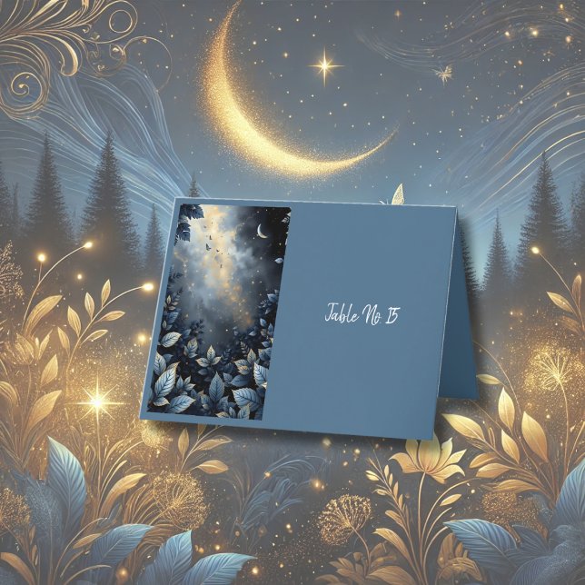 Elegant Midnight Blue wedding table card (Creator Uploaded)