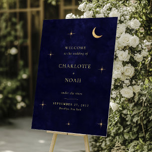 Elegant Midnight Celestial Wedding Welcome Acrylic Sign