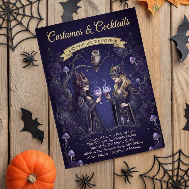 Elegant Midnight Garden Costumes & Cocktails Party Invitation (Creator Uploaded)