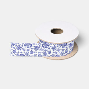 Elegant Midnight Snowflake (White) Satin Ribbon