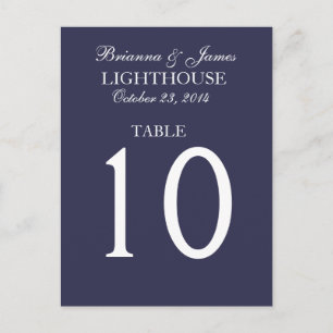 Elegant Midnight & White Wedding Table Number Card