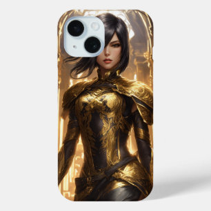 Elegant Mikasa Ackerman - Gold & Black Intricate iPhone 15 Case