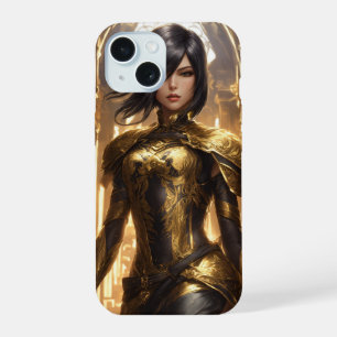 Elegant Mikasa Ackerman - Gold & Black Intricate iPhone 15 Case