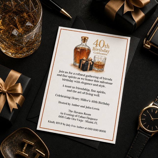 Elegant Milestone 40th Birthday Invitation  (Creator Uploaded)