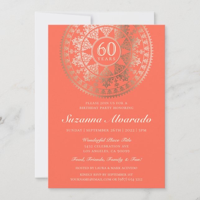 Elegant Milestone Birthday Invitations Gold Foil (Front)
