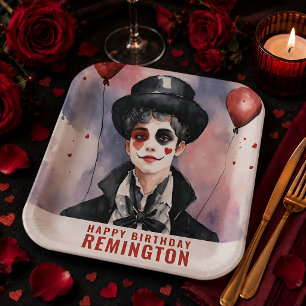 Elegant Mime Birthday Paper Plates