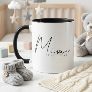 Elegant Mimi EST Year Minimal Script Design Mug