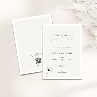 Elegant Mimimal Flower Nothing Fancy Wedding Invitation