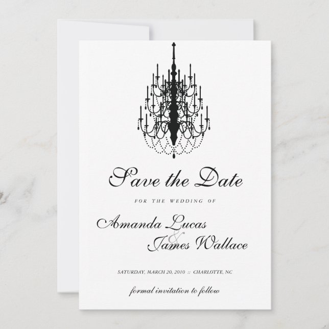 elegant mini chandelier save the date (Front)